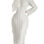 Womens-Crewneck-Cable-Knit-Sweater-Long-Dress-White-1