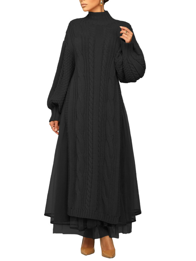 Womens-2-Piece-Outfits-Mock-Neck-Long-Sleeve-Cable-Knit-Maxi-Sweater-Dress-and-Mesh-Long-Skirts-Sets-Black-1.jpg