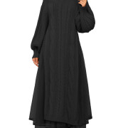 Womens-2-Piece-Outfits-Mock-Neck-Long-Sleeve-Cable-Knit-Maxi-Sweater-Dress-and-Mesh-Long-Skirts-Sets-Black-1