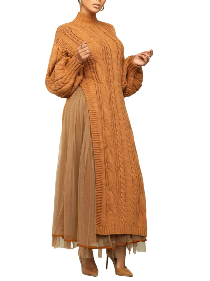 Womens-2-Piece-Outfits-Mock-Neck-Long-Sleeve-Cable-Knit-Maxi-Sweater-Dress-and-Mesh-Long-Skirts-Sets-Brown-1.jpg