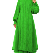 Womens-2-Piece-Outfits-Mock-Neck-Long-Sleeve-Cable-Knit-Maxi-Sweater-Dress-and-Mesh-Long-Skirts-Sets-Green-1