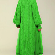 Womens-2-Piece-Outfits-Mock-Neck-Long-Sleeve-Cable-Knit-Maxi-Sweater-Dress-and-Mesh-Long-Skirts-Sets-Green-2