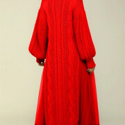 Womens-2-Piece-Outfits-Mock-Neck-Long-Sleeve-Cable-Knit-Maxi-Sweater-Dress-and-Mesh-Long-Skirts-Sets-Red-2