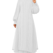 Womens-2-Piece-Outfits-Mock-Neck-Long-Sleeve-Cable-Knit-Maxi-Sweater-Dress-and-Mesh-Long-Skirts-Sets-White-1