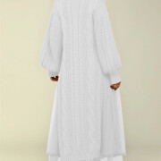 Womens-2-Piece-Outfits-Mock-Neck-Long-Sleeve-Cable-Knit-Maxi-Sweater-Dress-and-Mesh-Long-Skirts-Sets-White-2