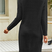 Womens-Cable-Knit-Midi-Sweater-Dress-Black-2