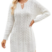 Womens-Cable-Knit-Midi-Sweater-Dress-White-1