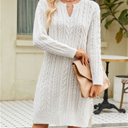 Womens-Cable-Knit-Midi-Sweater-Dress-White-4