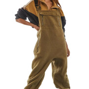 Womens-Fleece-Overalls-One-Piece-Bib-Fuzzy-Sherpa-Jumpsuit-Brown-1