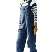 Womens-Fleece-Overalls-One-Piece-Bib-Fuzzy-Sherpa-Jumpsuit-Darkblue-1