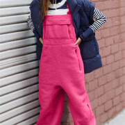 Womens-Fleece-Overalls-One-Piece-Bib-Fuzzy-Sherpa-Jumpsuit-Rosered-2