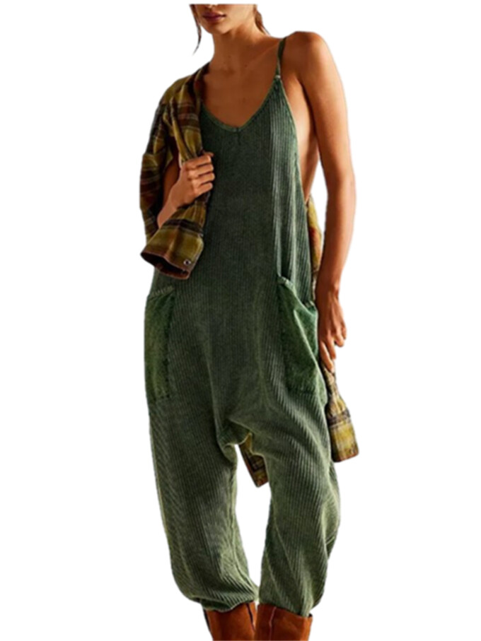 Womens-Sleeveless-Jumpsuit-V-Neck-Waffle-Knit-Overalls-Green-1.jpg