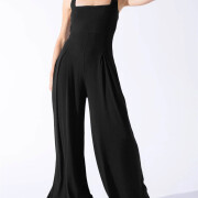 Womens-Square-Neck-Jumpsuit-Sleeveless-Long-Wide-Leg-Pant-Romper-Black-2