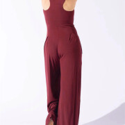 Womens-Square-Neck-Jumpsuit-Sleeveless-Long-Wide-Leg-Pant-Romper-Winered-2