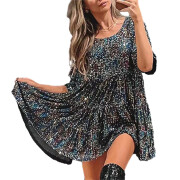 Womens-Sequin-Dress-Short-Sleeve-Crewneck-Sparkly-Ruffle-Mini-Dress-Colorfulblack-1