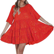 Womens-Sequin-Dress-Short-Sleeve-Crewneck-Sparkly-Ruffle-Mini-Dress-Red-1