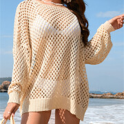 Womens-Summer-Crochet-Beach-Top-Long-Sleeve-Hollow-Out-Swim-Cover-Up-Apricot-7