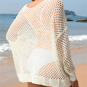 Womens-Summer-Crochet-Beach-Top-Long-Sleeve-Hollow-Out-Swim-Cover-Up-White-2