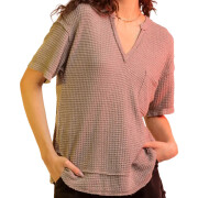 Womens-Summer-V-Neck-Waffle-Knit-Tops-Brownness-1