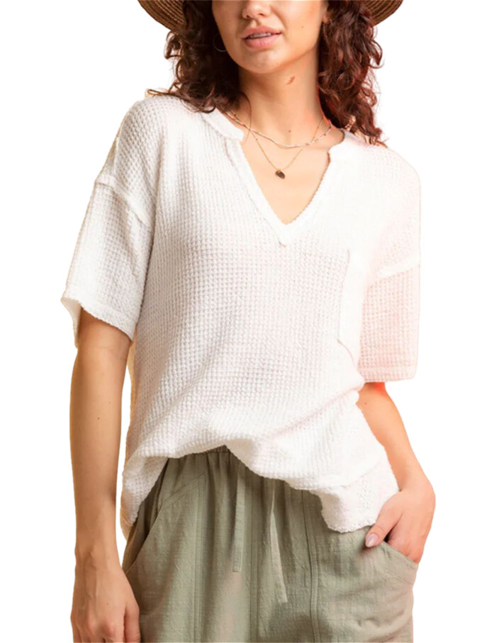 Womens-Summer-V-Neck-Waffle-Knit-Tops-White-1.jpg