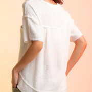 Womens-Summer-V-Neck-Waffle-Knit-Tops-White-2