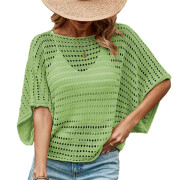 Womens-Crochet-Tops-Cover-Up-Green-1