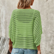 Womens-Crochet-Tops-Cover-Up-Green-2