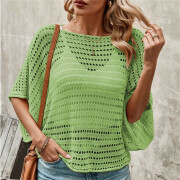 Womens-Crochet-Tops-Cover-Up-Green-3