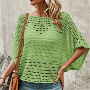 Womens-Crochet-Tops-Cover-Up-Green-4