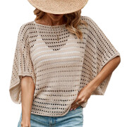 Womens-Crochet-Tops-Cover-Up-Khaki-1