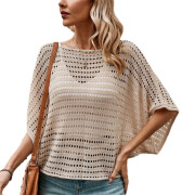 Womens-Crochet-Tops-Cover-Up-Khaki-5