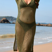 Womens-Summer-Crochet-Dress-Armygreen-6