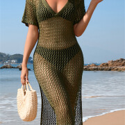 Womens-Summer-Crochet-Dress-Armygreen-7