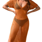 Womens-Summer-Crochet-Dress-Orange-1