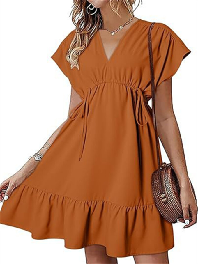 Womens-Summer-Dress-V-Neck-Short-Sleeve-Mini-Babydoll-Dress-Brown-1.jpg