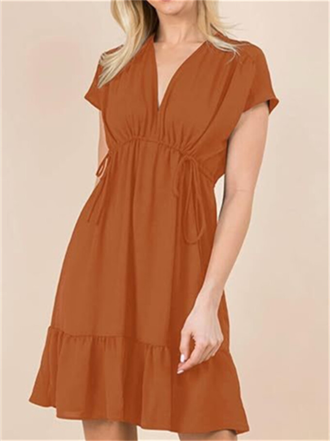 Womens-Summer-Dress-V-Neck-Short-Sleeve-Mini-Babydoll-Dress-Brown-3.jpg