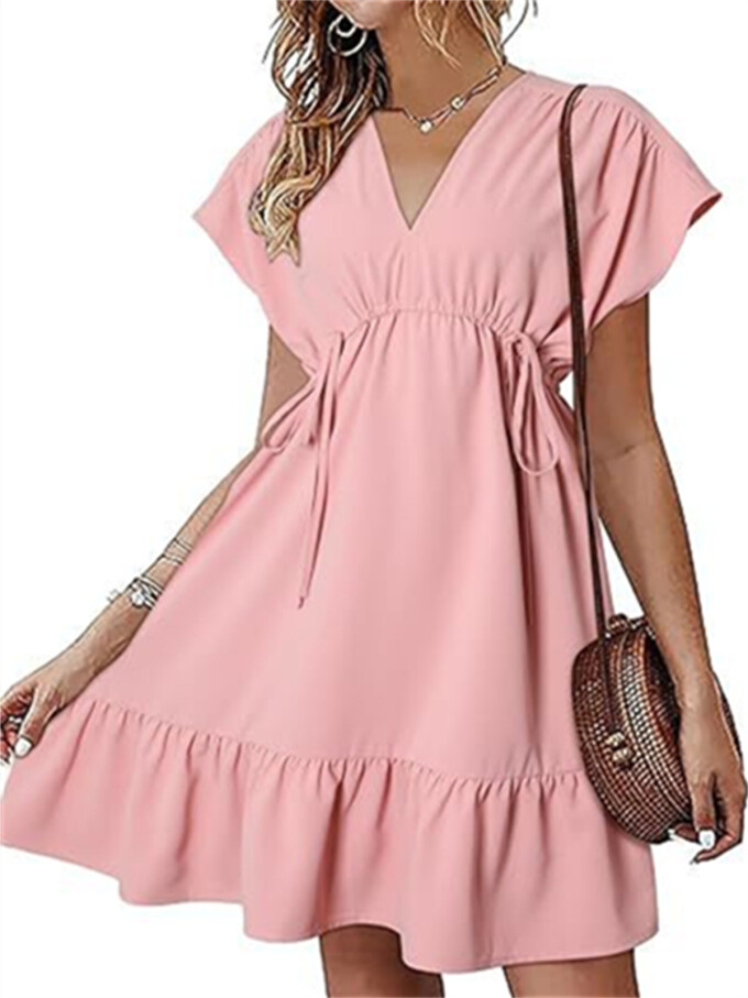 Womens-Summer-Dress-V-Neck-Short-Sleeve-Mini-Babydoll-Dress-Pink-1.jpg