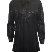 Womens-Sequin-Dress-Sparkly-Long-Sleeve-Shirt-Dress-Black-3