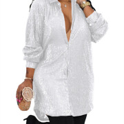 Womens-Sequin-Dress-Sparkly-Long-Sleeve-Shirt-Dress-Silver-1