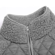 Womens-Fuzzy-Fleece-Jacket-Cropped-Sherpa-Coat-Long-Sleeve-Zipper-Lightweight-Quilted-Outwear-Grey-5