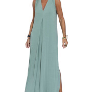 Womens-Summer-Boho-Sleeveless-V-Neck-Maxi-Dress-Bluegreen-1