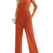 Womens-Summer-Sleeveless-Jumpsuit-Orange-1