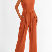 Womens-Summer-Sleeveless-Jumpsuit-Orange-3