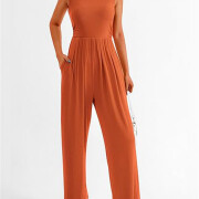 Womens-Summer-Sleeveless-Jumpsuit-Orange-5