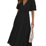 Womens-Summer-Deep-V-Neck-Dress-Black-1