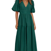 Womens-Summer-Deep-V-Neck-Dress-Green-1