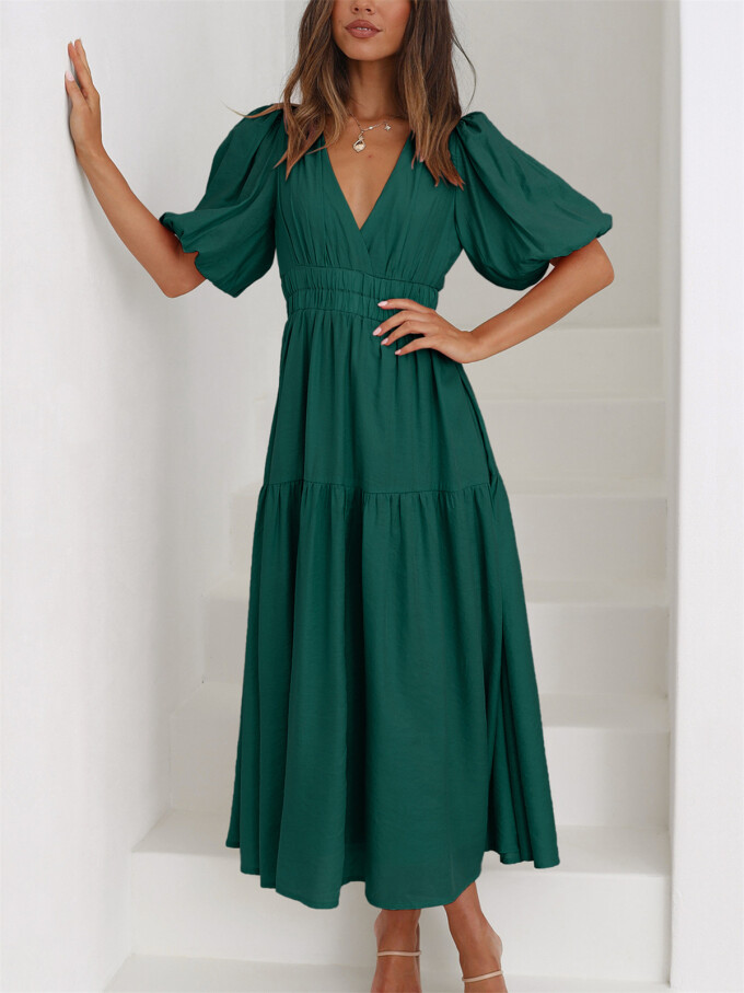 Womens-Summer-Deep-V-Neck-Dress-Green-3.jpg