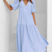 Womens-Summer-Deep-V-Neck-Dress-Lightblue-4