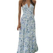 Womens-Summer-Halter-V-Neck-Sleeveless-Long-Dress-Bluefloral-1