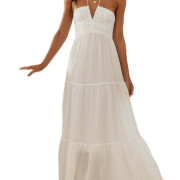 Womens-Summer-Halter-V-Neck-Sleeveless-Long-Dress-White-1